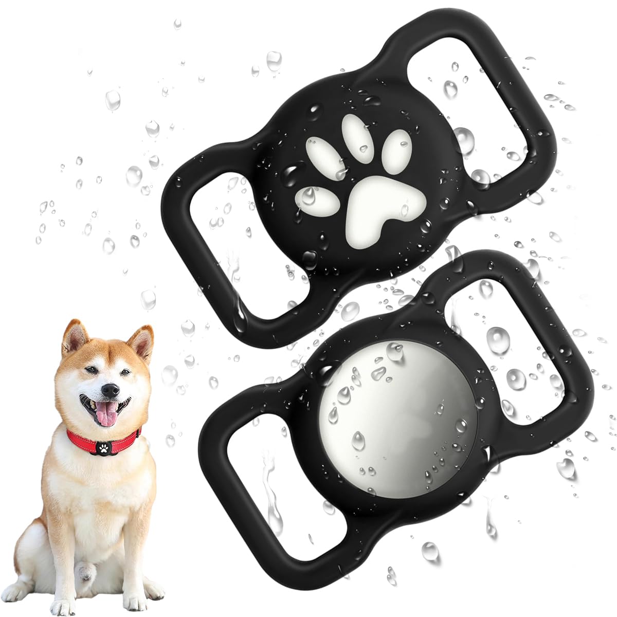 Qpets Dog Collar Holder for AirTag Cat Collar Buckle, Waterproof Protective AirTag Holder Tracker, Elasticity Silicone Loop Case for AirTag Pet Collar AirTag Holder Locator Tag (Black) Qpets Dog Collar Holder for AirTag Cat Collar Buckle, Waterproof Protective AirTag Holder Tracker, Elasticity Silicone Loop Case for AirTag Pet Collar AirTag Holder Locator Tag (Black)